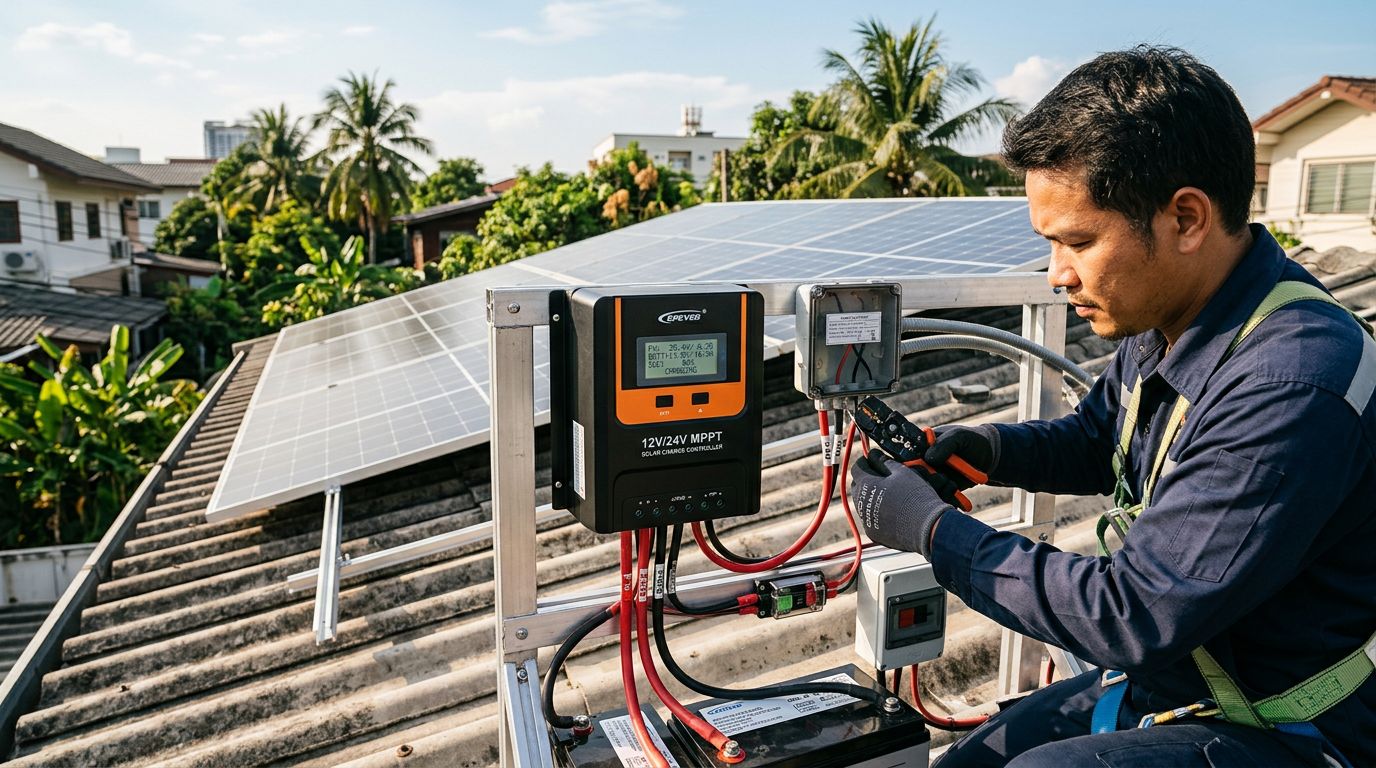 โซล่าชาร์จเจอร์ 12V/24V อัตโนมัติทำงานยังไง และจำเป็นแค่ไหนสำหรับระบบออฟกริดขนาดเล็กที่บ้าน