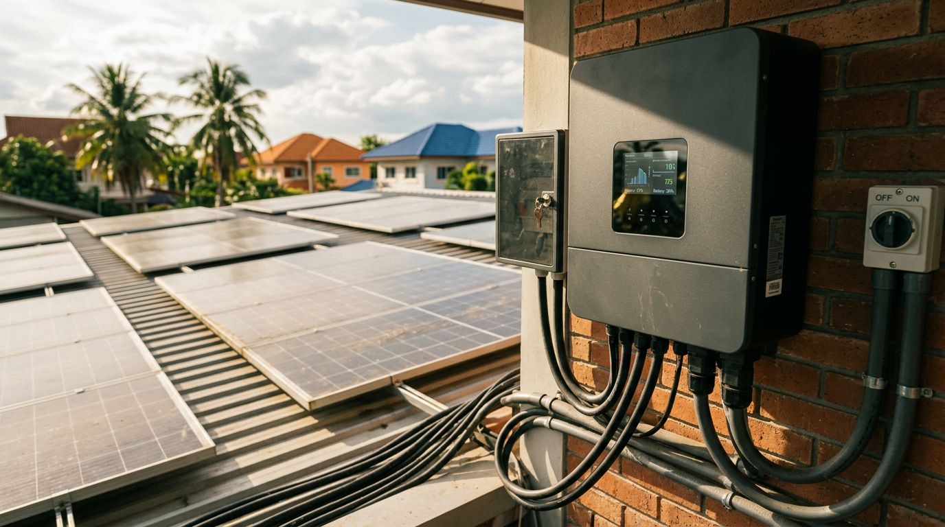 อินเวอร์เตอร์ไฮบริดจ่ายไฟไม่เต็มตอนแบตใกล้หมด: PV Input Voltage Range สำคัญกว่าที่คิดโดยเฉพาะหน้าฝน
