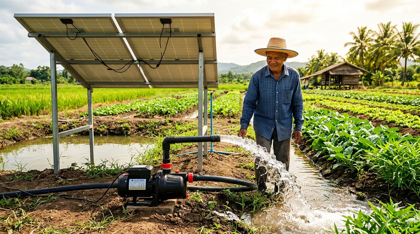 ปั๊มน้ำพุโซล่าเซลล์แรงดันพอจริงไหม — เทียบ flow rate กับขนาดบ่อก่อนตัดสินใจซื้อ